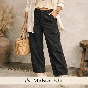 American Eagle Black Cargo Pants | Size 12 | Utility Wide Leg